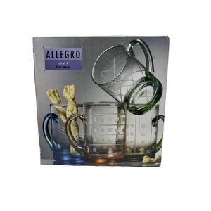 Allegro Set Of 4 Hand-Etched Glass Beer Mugs